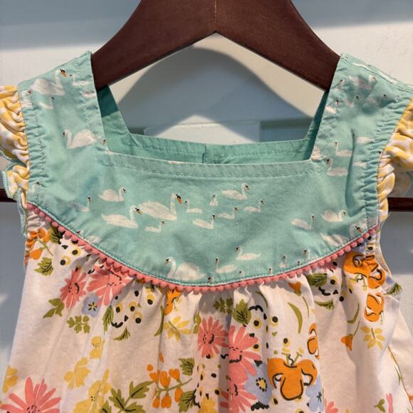 Matilda Jane Dress Toddler Size 4T Swan Floral Ruffle Hem Bloom Spring Summer - Picture 3 of 13